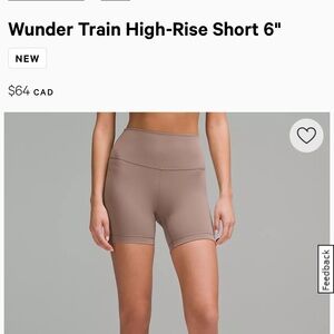 Lululemon wunder train short, 6"